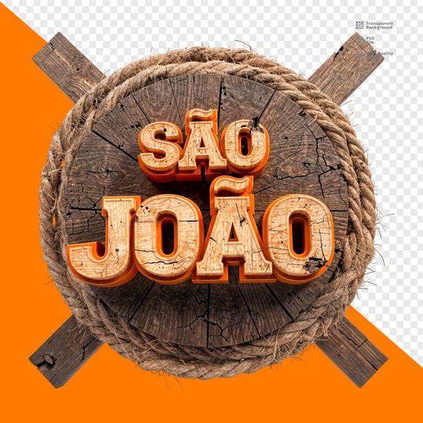SÃO JOÃO TOCO MADEIRA CORDA CRUZADA PNG TRANSPARENTE