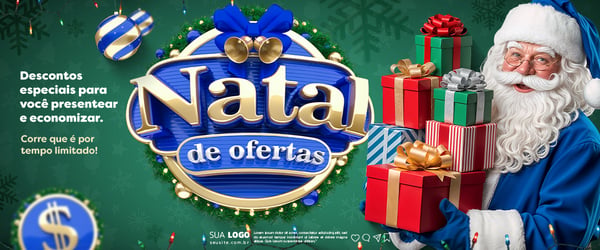 Natal de Ofertas Selo 3D Banner Social Media PSD Editável