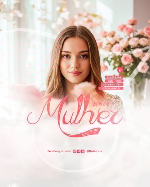 DIA INTERNACIONAL DA MULHER 8 DE MARÇO SOCIAL MEDIA PSD EDITÁVEL