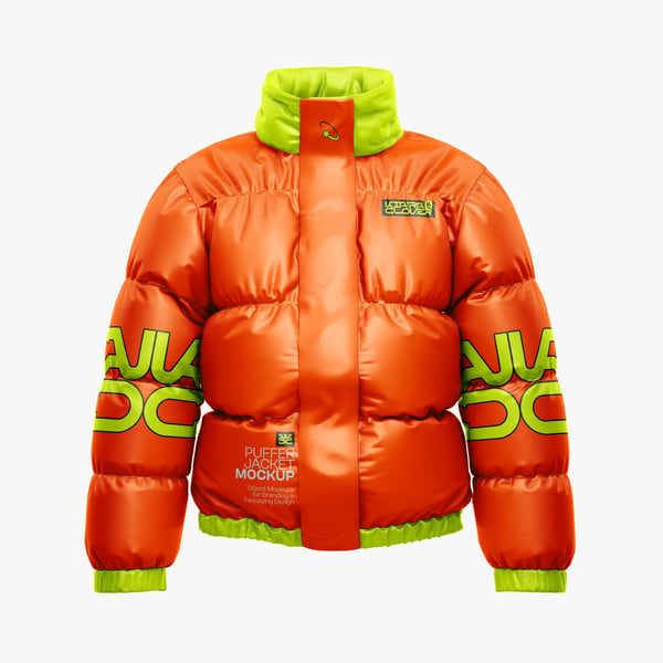 MOCKUP DE JAQUETA PUFFER PARA MODA EM PSD EDITÁVEL