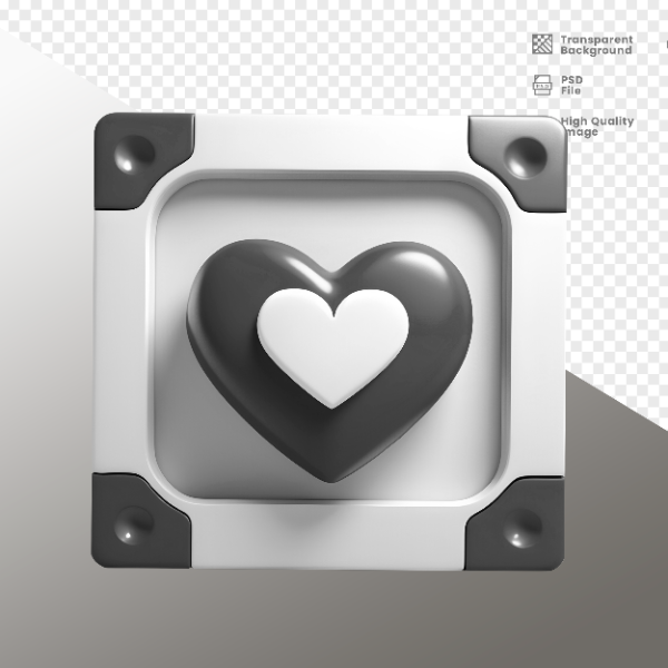 CORAÇÃO QUADRADO -  ELEMENTO 3D CORAÇÃO  PARA COMPOSIÇÃO