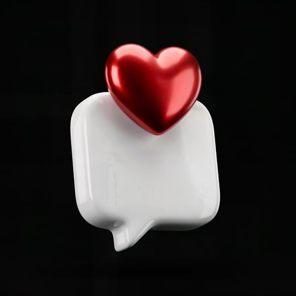 ELEMENTO 3D ICONE BRANCO COM CORAÇÃO VERMELHO 04