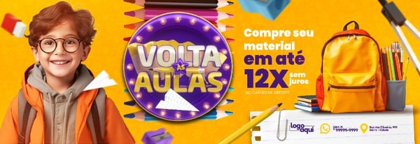BANNER VOLTA ÀS AULAS COMPRE SEU MATERIAL EM 12X VEZES