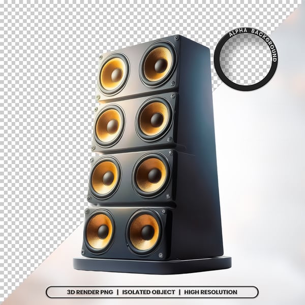 3D RENDER CAIXA DE SOM ELEMENTO ÍCONE PSD PNG