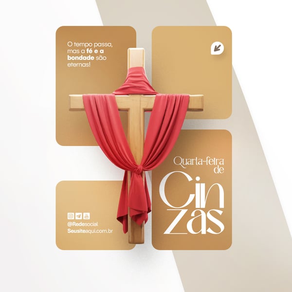 QUARTA-FEIRA DE CINZAS QUARESMA CRISTÃO CATÓLICO SOCIAL MEDIA PSD EDITÁVEL