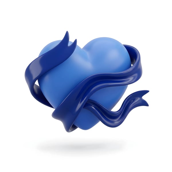 BLUE AWARENESS RIBBON WRAPPED HEART SYMBOL