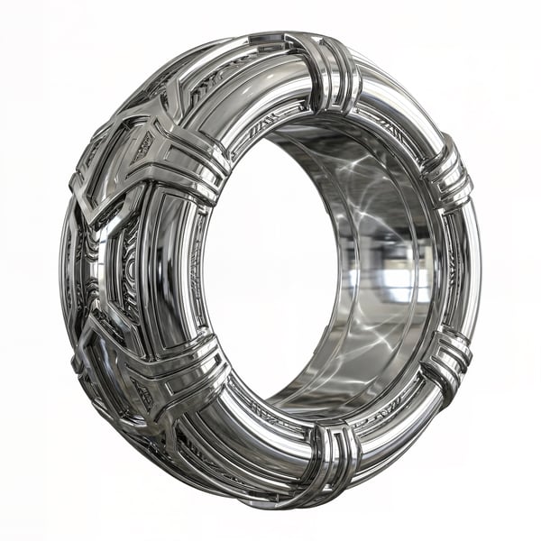 ANEL METÁLICO FUTURISTA 3D PRATA DESIGN