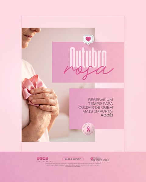 OUTUBRO ROSA CONSCIENTIZAÇÃO CÂNCER DE MAMA CAMPANHA SOCIAL MEDIA PSD EDITÁVEL 1