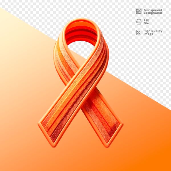 ELEMENTO 3D PARA COMPOSIÇÃO FITA LARANJA LUTA CONTRA O CÂNCER