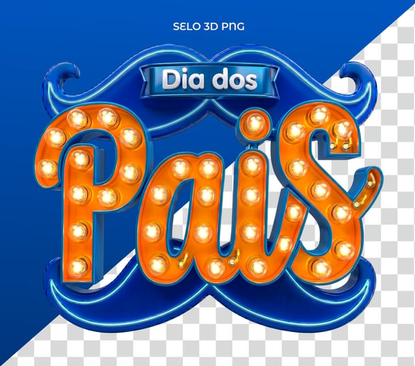 SELO 3D TEMÁTICO DIA DOS PAIS PNG