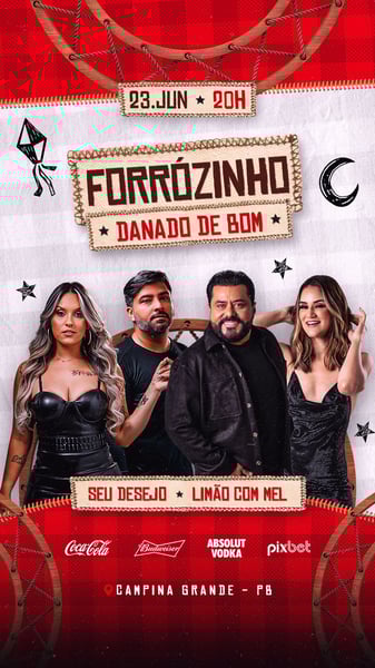 FLYER DE SÃO JOÃO PSD EDITÁVEL STORIES FORRÓZINHO BOM DANADO