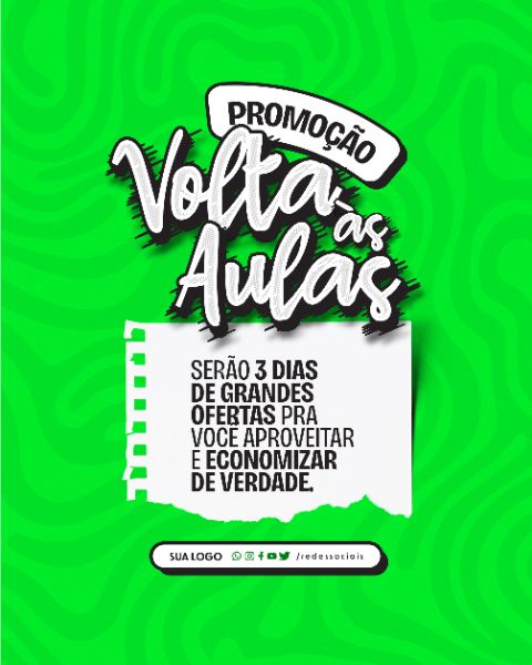 SOCIAL MEDIA - VOLTA AS AULAS PAPELARIA - 3 DIAS DE GRANDES OFERTAS