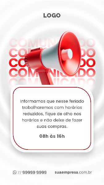 SOCIAL MEDIA PARA AVISOS E COMUNICADOS - VERMELHO
