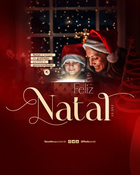 FELIZ NATAL 25 DE DEZEMBRO SOCIAL MEDIA PSD EDITÁVEL