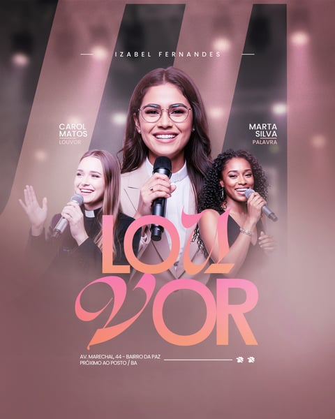 FLYER GOSPEL CULTO DOMINGO DE LOUVOR E ADORAÇÃO IGREJA SOCIAL MEDIA PSD EDITÁVEL