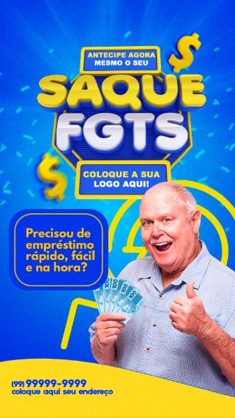 SELO 3D SAQUE FGTS COR AZUL STORY
