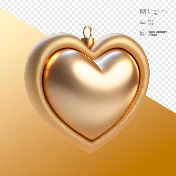 ELEMENTO 3D CORAÇÃO DOURADO PNG