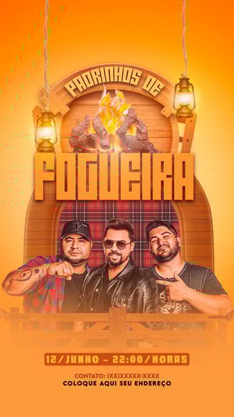 FLYER EVENTO PADRINHOS DE FOGUEIRA SÃO JOÃO FORRÓ STORIES