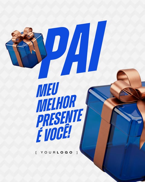 POST DE REDES SOCIAIS DIA DOS PAIS COM CAIXAS DE PRESENTE 3D PSD EDITÁVEL