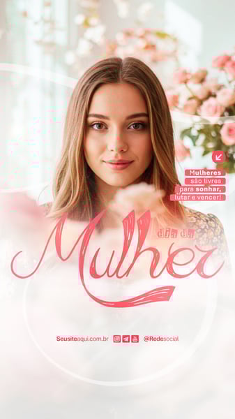 DIA INTERNACIONAL DA MULHER 8 DE MARÇO SOCIAL MEDIA PSD EDITÁVEL