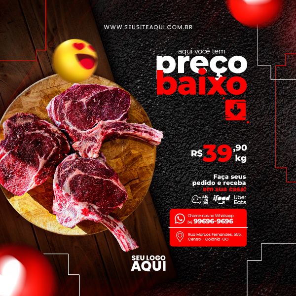 FEED QUADRADO - AÇOUGUE | CARNE | CHURRASCO | SOCIAL MEDIA | PSD EDITÁVEL