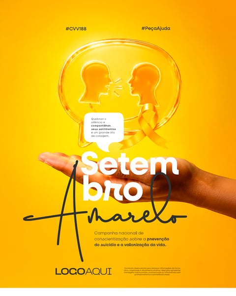 PREVENÇÃO AO SUICÍDIO SETEMBRO AMARELO SOCIAL MEDIA FLYER PSD EDITÁVEL