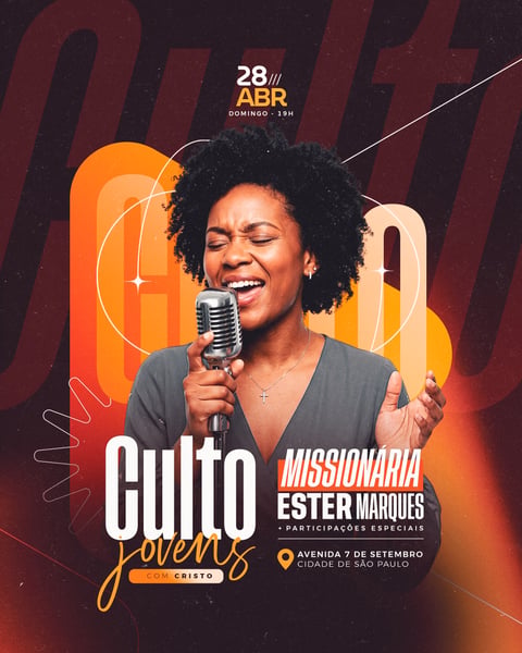 FLYER GOSPEL CULTO DE ADORAÇÃO SOCIAL MEDIA PSD EDITÁVEL