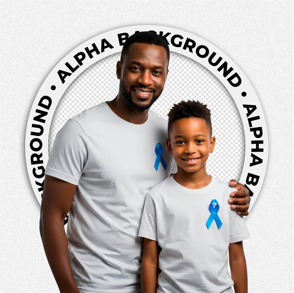 PAI E FILHO NEGROS COM FITA AZUL DE NOVEMBRO AZUL 1