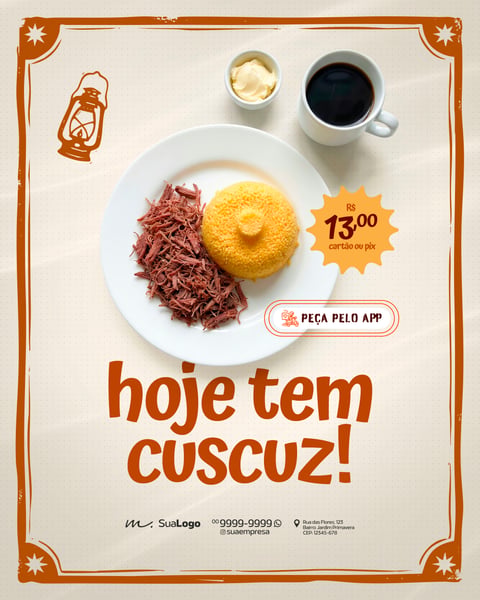 Cuscuzeria Café da Manhã Cardápio Social Media PSD Editável 1