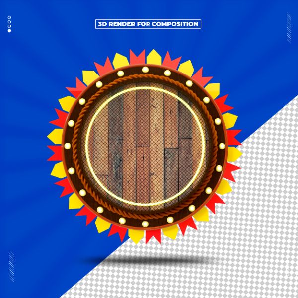 PAINEL REDONDO DE MADEIRA FESTA JUNINA 3D