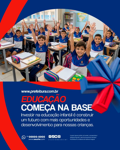 ENSINO PÚBLICO DE QUALIDADE PREFEITURA SOCIAL MEDIA PSD EDITÁVEL