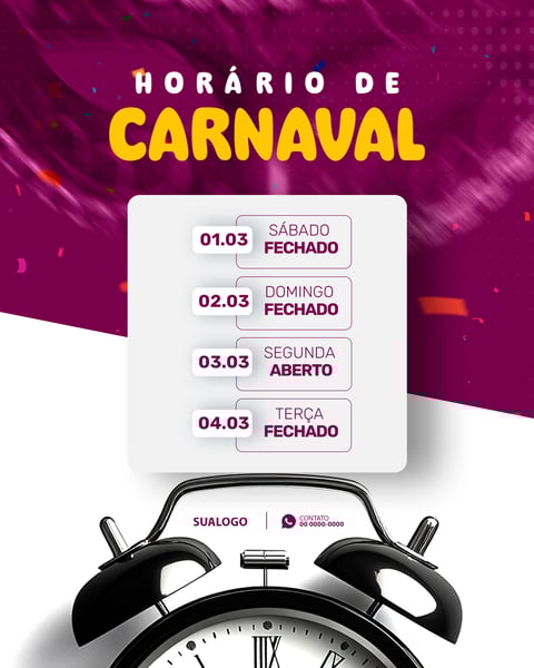 JER SOCIAL MEDIA AVISO DE CARNAVAL HORÁRIO ESPECIAL 1