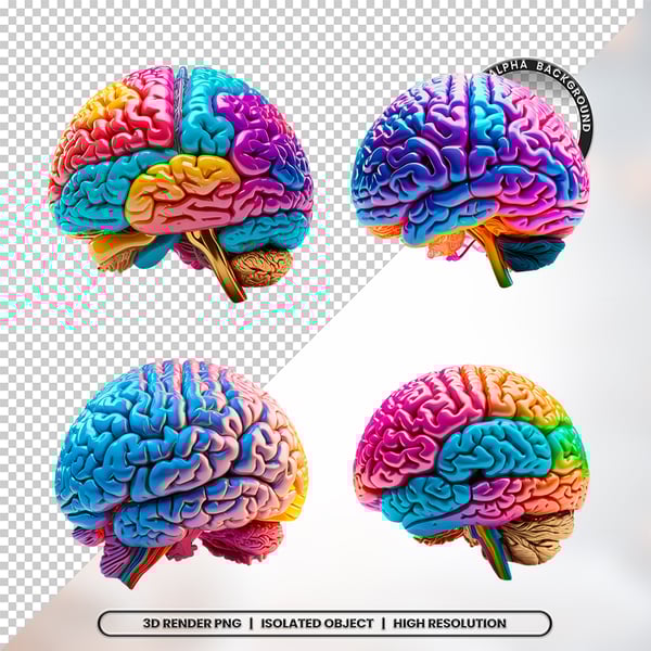 3D RENDER CÉREBRO NEUROCIÊNCIA ELEMENTO ÍCONE PSD PNG