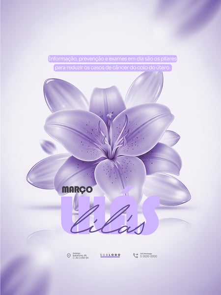 MÊS DE CONSCIENTIZAÇÃO E COMBATE AO CÂNCER DE COLO DE ÚTERO SOCIAL MEDIA PSD EDITÁVEL 2