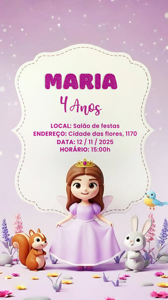 CONVITE ANIVERSÁRIO INFANTIL PRINCESA SOFIA SOCIAL MEDIA PSD EDITÁVEL 6