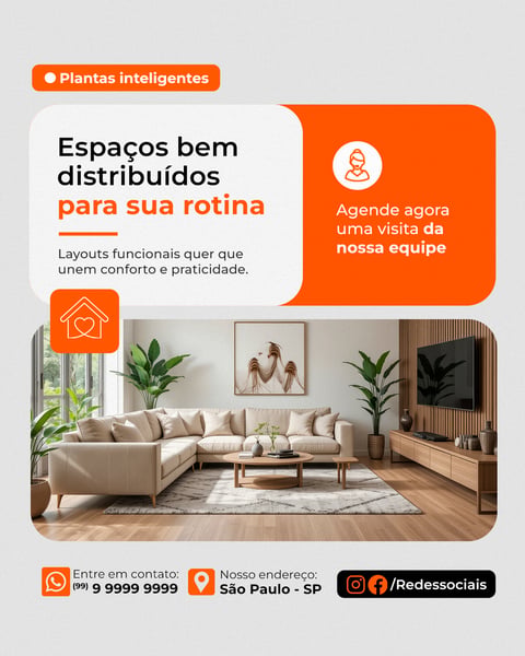 CORRETORA DE IMÓVEIS ESPAÇOS BEM DISTRIBUÍDOS SOCIAL MEDIA PSD EDITÁVEL