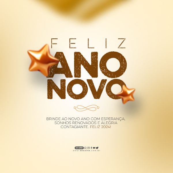 SOCIAL MEDIA - FELIZ ANO NOVO - BRINDE AO NOVO ANO COM ESPERANÇA