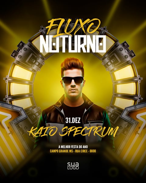 FLYER FLUXO NOTURNO PARA MÍDIAS SOCIAIS FEED - PSD EDITÁVEL
