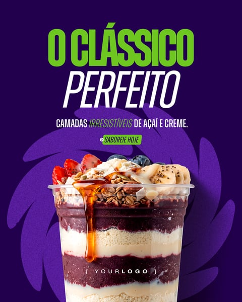 BANNER PARA REDES SOCIAIS COPO DE AÇAÍ COM CAMADAS PSD EDITÁVEL