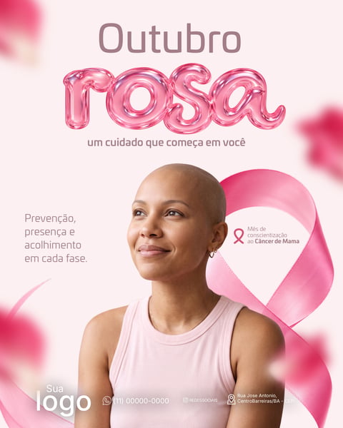 OUTUBRO ROSA CAMPANHA DE CONSCIENTIZAÇÃO E PREVENÇÃO DO CÂNCER DE MAMA PSD EDITÁVEL 4