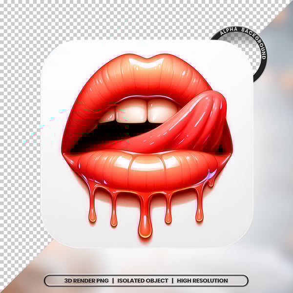 3D RENDER BOCA LÍNGUA LEITE ELEMENTO ÍCONE PSD PNG