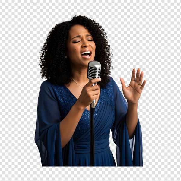 MULHER CANTORA GOSPEL COM MICROFONE CANTANDO 01