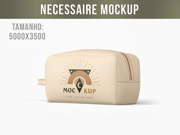 NECESSAIRE MOCKUP VISTA LATERAL COSMÉTICO PRODUTOS BELEZA SÉRUM ROSTO CORPORAL CREMES PSD