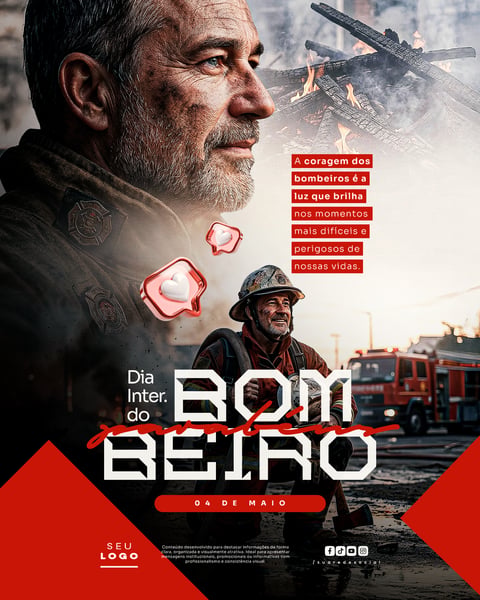 DIA INTERNACIONAL DO BOMBEIRO 04 DE MAIO SOCIAL MEDIA PSD EDITÁVEL 2