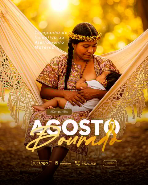 AGOSTO DOURADO CAMPANHA DE INCENTIVO A AMAMENTAÇÃO SOCIAL MEDIA PSD EDITÁVEL 5
