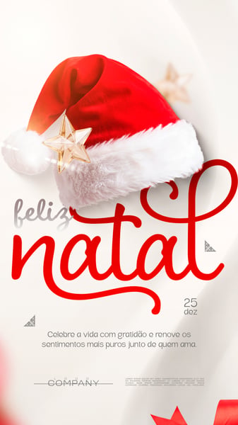 FELIZ NATAL COM GORRO DE PAPAI NOEL SOCIAL MEDIA FLYER PSD EDITÁVEL STORY