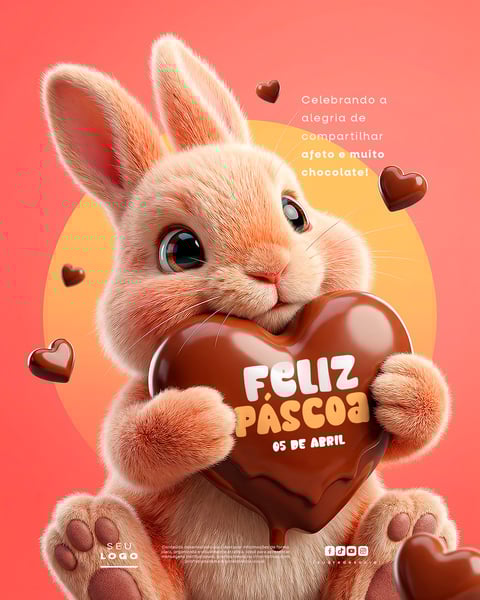 FELIZ PÁSCOA COELHO DA PÁSCOA 05 DE ABRIL SOCIAL MEDIA PSD EDITÁVEL 2