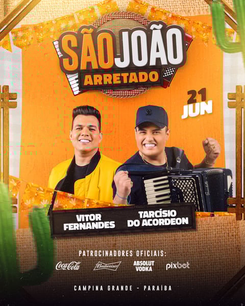 FLYER DE SÃO JOÃO PSD EDITÁVEL FEED SÃO JOÃO ARRETADO