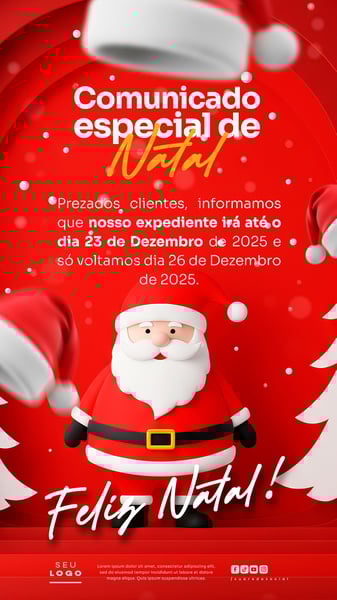 COMUNICADO DE NATAL AVISO ANÚNCIO RECESSO FERIADO SOCIAL MEDIA PSD EDITÁVEL STORY 23