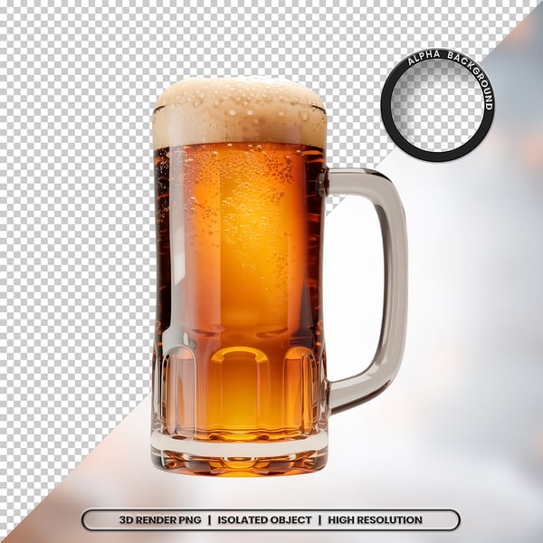 3D RENDER COPO DE CERVEJA BEBIDA ELEMENTO ÍCONE PSD PNG 4